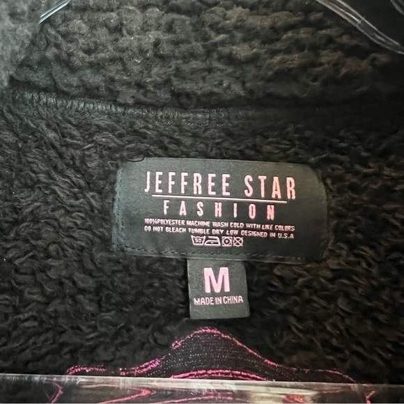 Jeffree Star Women's Sherpa Fleece Zip-Up Jacket Embroidered Logo Black Pink Med - Picture 6 of 6